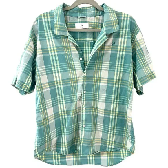 Aritzia TNA Button Down Plaid Shirt | Teal | Size S | NWOT - Picture 1 of 5